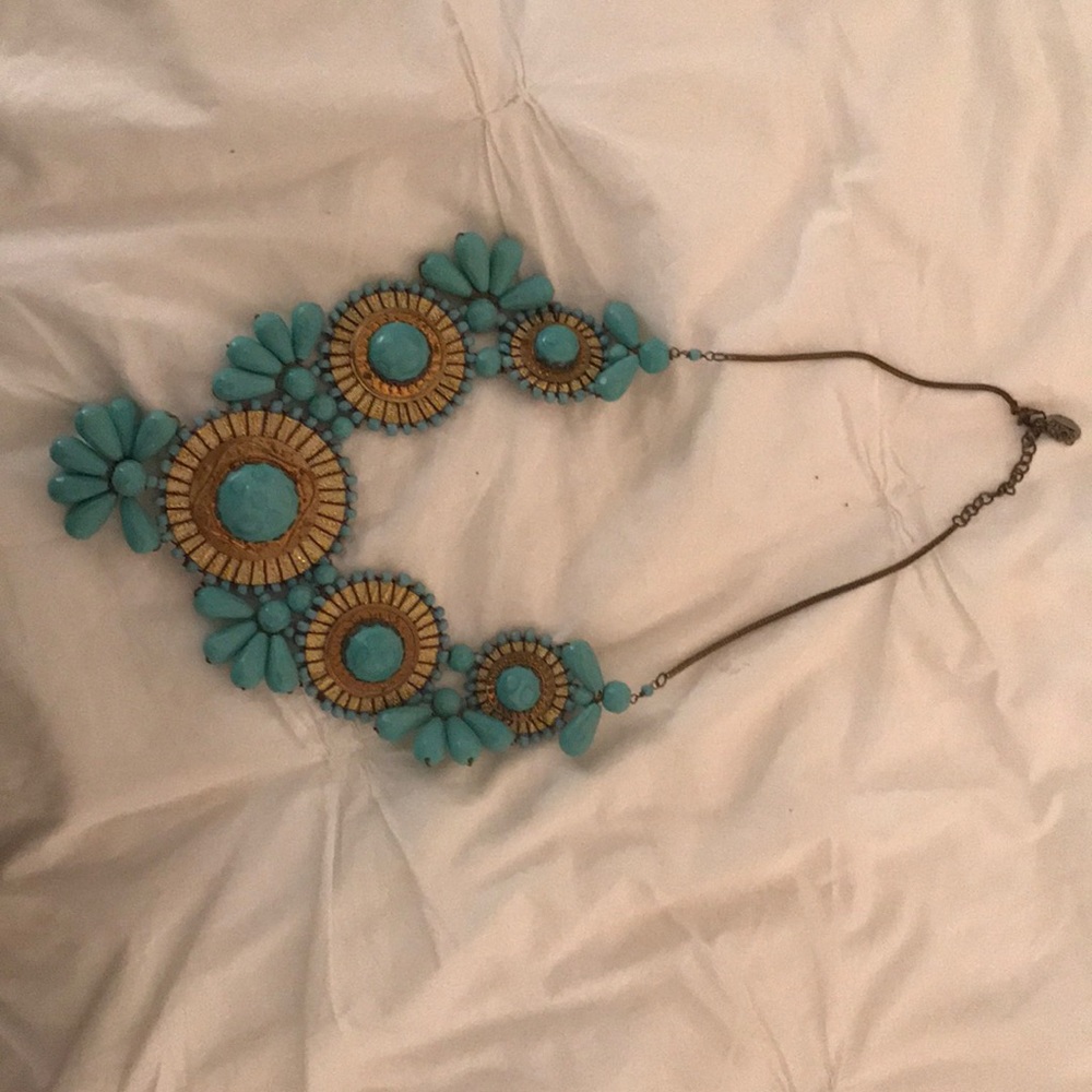Turquoise and gold stone necklace
